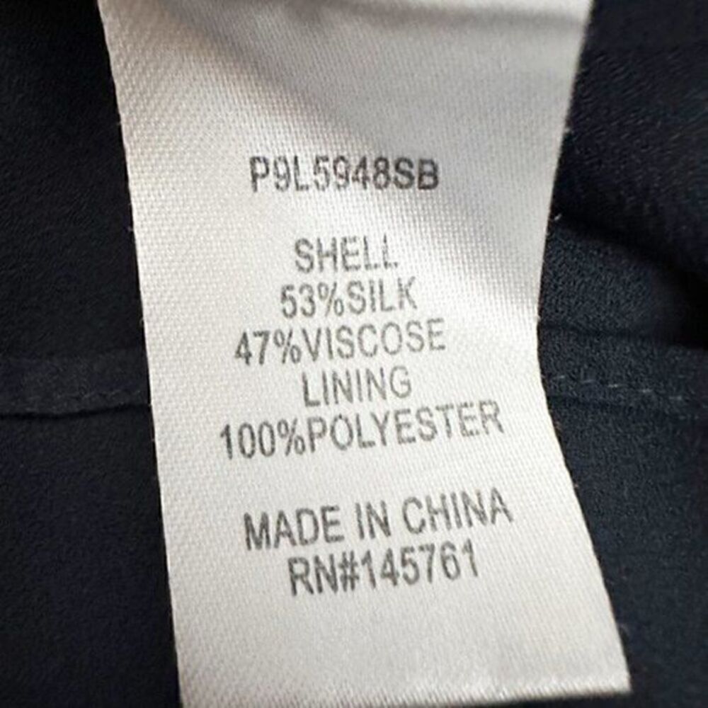 Parker Fletcher Ruched Sleeve Silk Long Sleeve Blouson Dress Midnight Blue Small - Picture 5 of 13